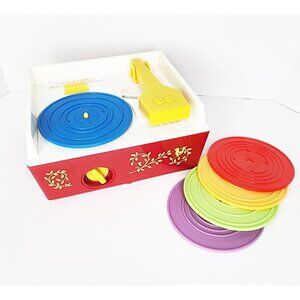 Vintage  Fisher Price Record Player Music Box & 5 Records Works!
